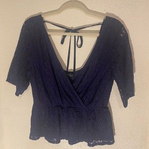Trixx navy blue lace blouse size large
